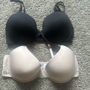 Maidenform Two-Pack Smooth T-Shirt Bras in Black and Nude